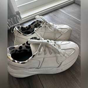 Zara Stylish White Sneakers with Leopard Print Lining